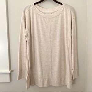 Garnet Hill Oversized Tunic Tencel Blend Sweatshirt Top Heathered XS